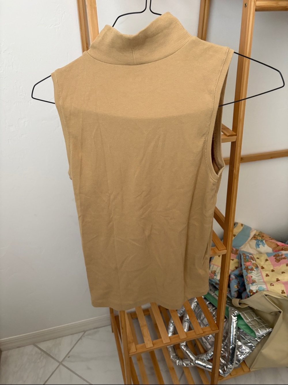 LOFT Sleeveless Mock Neck Tank in Camel